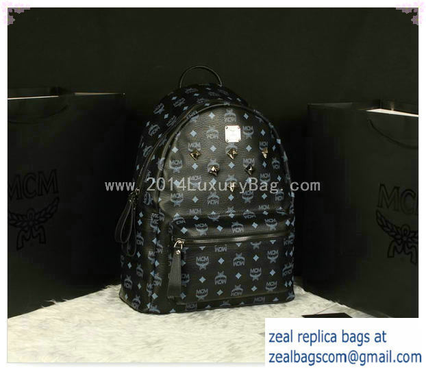 High Quality Replica MCM Stark Backpack Jumbo in Calf Leather 8006 Black - Click Image to Close